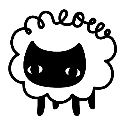 Image of The Sheep's Meow's logo with a white outline.
